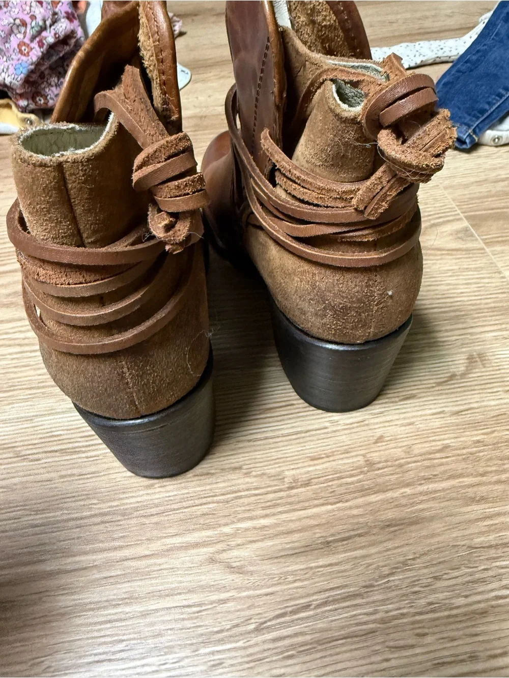 Freebird by Steven Brown Leather Ankle Boots with Wrap Laces